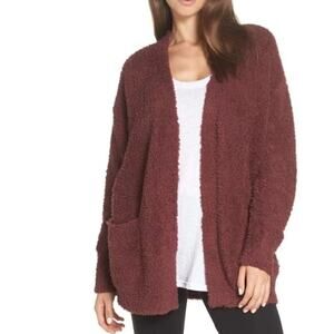 Barefoot Dreams Cozy Chic So-Cal Knit Cardigan Sweater in Rosewood Size S/M